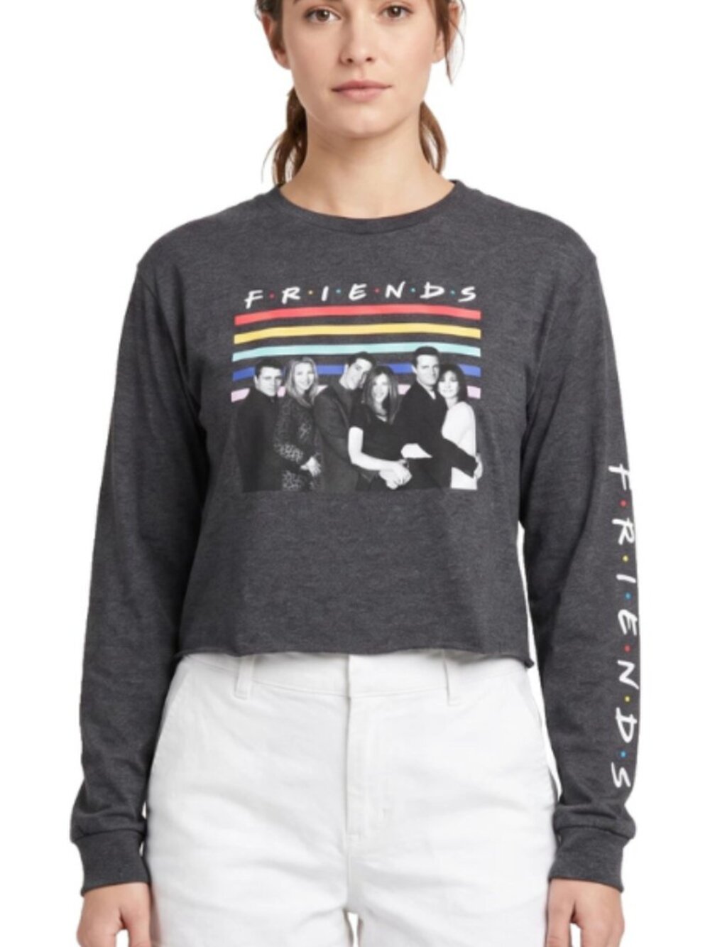 FRIENDS The Television Series Group Photo Juniors Gray Cropped Shirt New S-XL